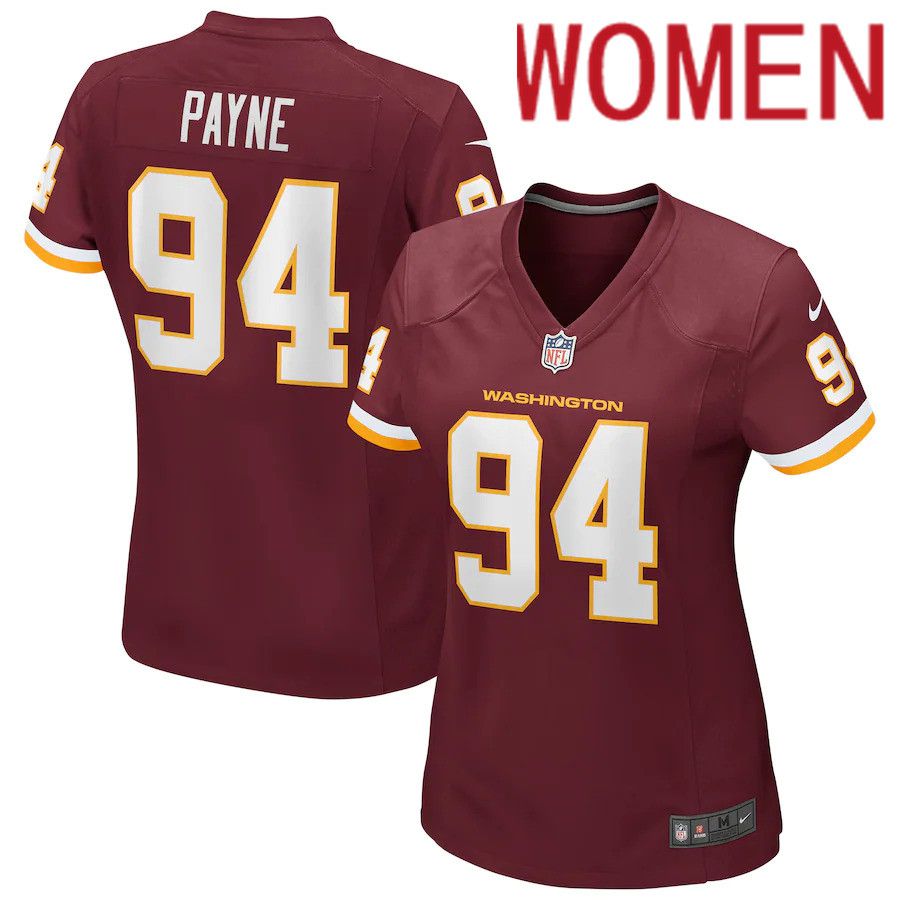 Women Washington Redskins #94 Daron Payne Nike Burgundy Game Player NFL Jersey->women nfl jersey->Women Jersey